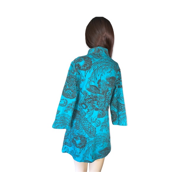 Gandy Couture Peacock /Floral Print Button-Down Shirt, Size S - Picture 5 of 16